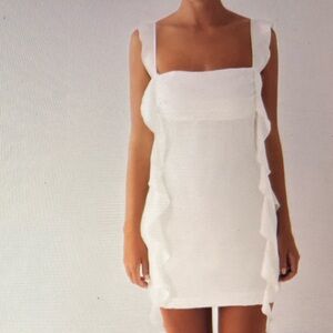 Peppermayo White Ruffle Mini Dress